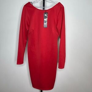Kardashian Collection Red Dress- Large- NWT scoop back bodycon‎ for SEARS!